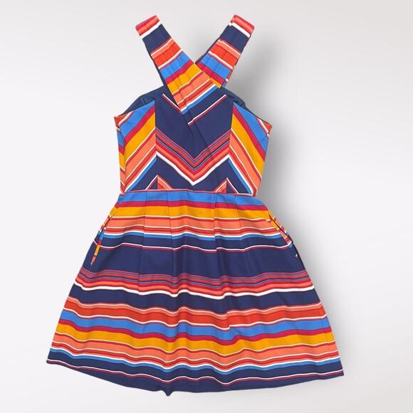 Shoshanna Striped Silk Blend Knee Length Dress Size 4 Multicolor Party Colorful - Picture 6 of 10